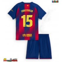 Camisa de Futebol Barcelona Andreas Christensen #15 Equipamento Principal Infantil 2025-26 Manga Curta (+ Calças curtas)